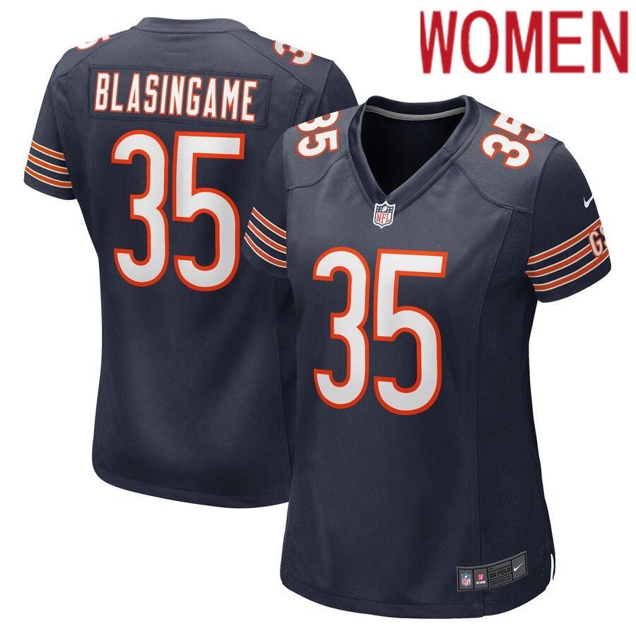 Women Chicago Bears 35 Khari Blasingame Nike Navy Game Player NFL Jersey